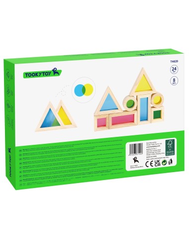 Tooky Toy Wooden Mirror Blocks - Colorful Education and Sensory Development