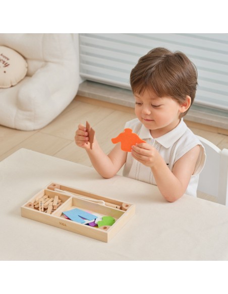 Drewniany Zestaw do Prania Suszarka Ubranka Montessori VIGA