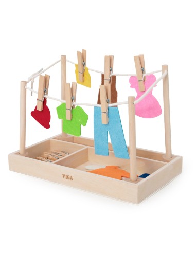 Wooden Laundry Set Dryer Montessori Clothes VIGA