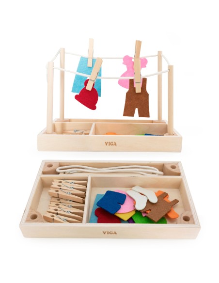 Wooden Laundry Set Dryer Montessori Clothes VIGA