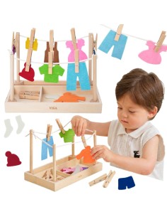 Wooden Laundry Set Dryer Montessori Clothes VIGA
