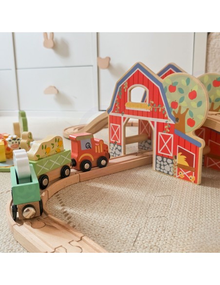 Holz-Eisenbahn Farm TOOKY TOY – Set, 48-teilig