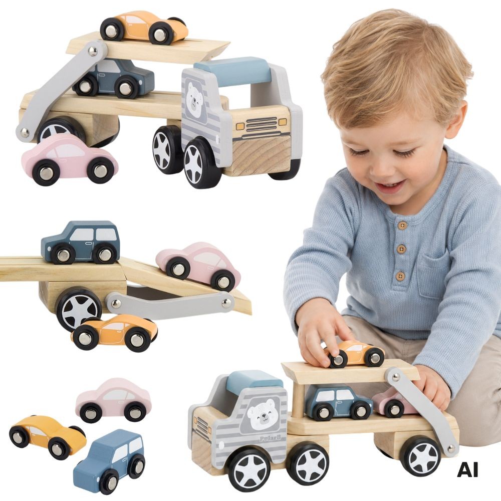 auto autos mäng lapsele – VIGA PolarB puidust mänguasi auto koos Montessori autos lastele – arendav mäng lapsele