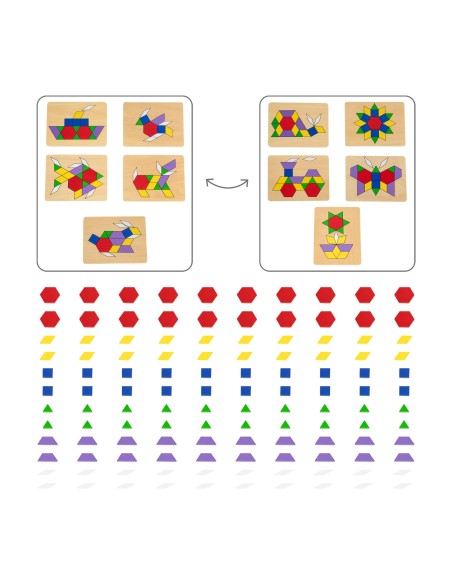 VIGA Geometric Mosaic Blocks Montessori Puzzle 148 pcs.