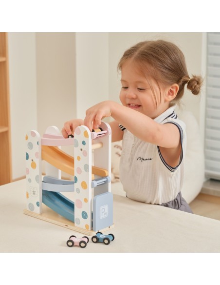 Wooden Car Track Parking 4 Cars VIGA PolarB 18m+
