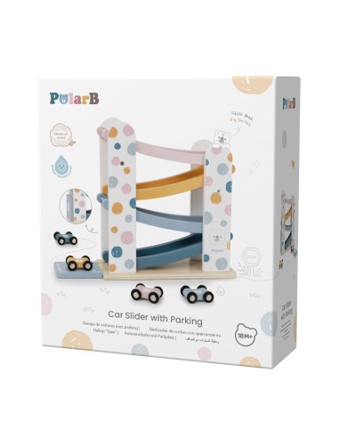 Wooden Car Track Parking 4 Cars VIGA PolarB 18m+