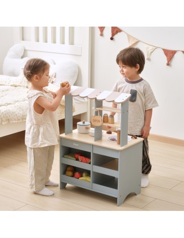VIGA PolarB 2-in-1 Wooden Kitchen and Shop for Children