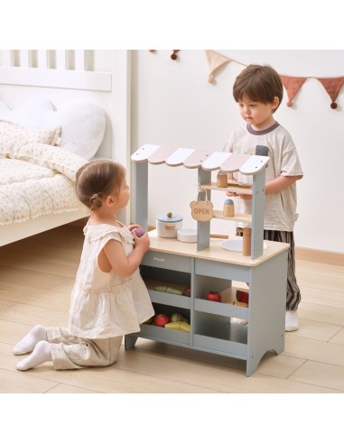 VIGA PolarB 2-in-1 Wooden Kitchen and Shop for Children