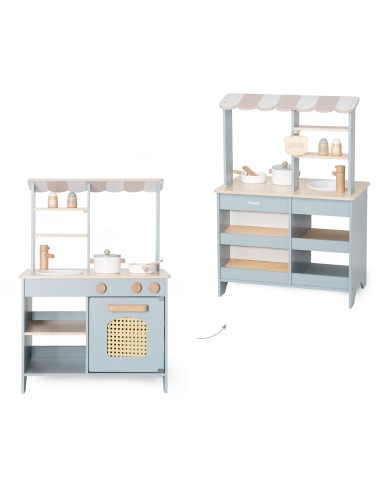 VIGA PolarB 2-in-1 Wooden Kitchen and Shop for Children