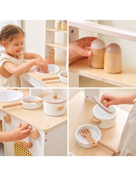 Holz-Küche und Laden 2-in-1 Weiß VIGA PolarB