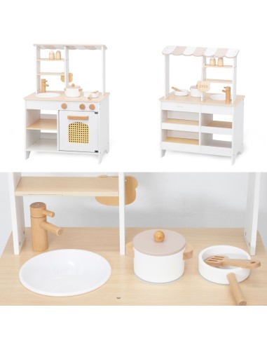 Wooden Kitchen and Shop 2 in 1 White VIGA PolarB