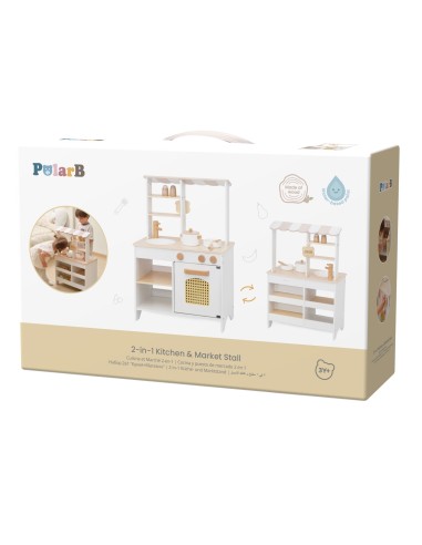 Wooden Kitchen and Shop 2 in 1 White VIGA PolarB