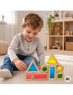 Holz-Spiegelklötze Tooky Toy – Farbige Bildung und Entwicklung der Sinne 2