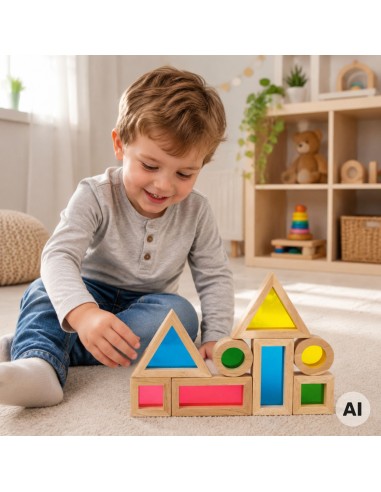 Holz-Spiegelklötze Tooky Toy – Farbige Bildung und Entwicklung der Sinne