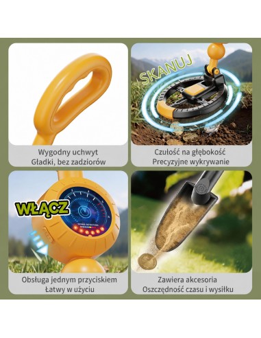 WOOPIE Metalldetektor für Kinder mit Schaufel – Set Schatzsucher