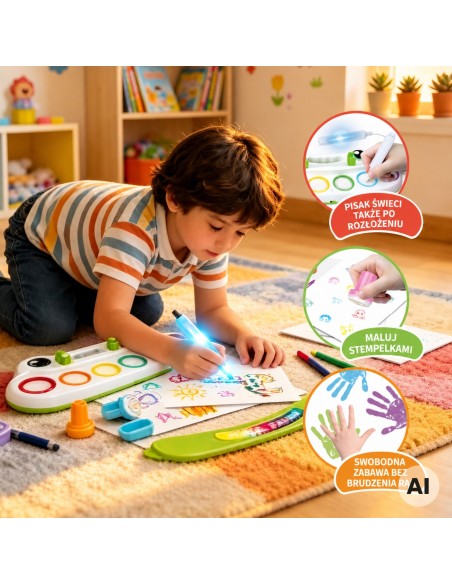Kreatives Malset für Kinder Woopie – LED, Stempel, 6 Farben