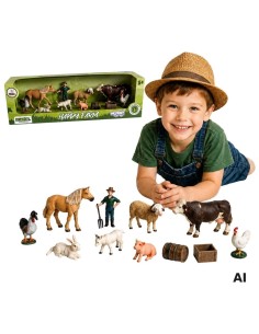 Woopie Farm Figure Set - Farm Animals Farmer Accessories