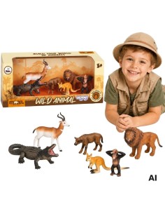 Set of 6 Wild Animal Figures Woopie - Safari for Children 3 years old