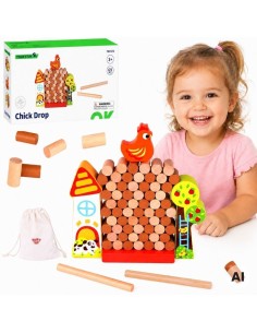 TOOKY TOY Falling Hen Arcade Game - Wooden Farm