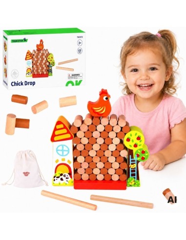 TOOKY TOY Falling Hen Arcade Game - Wooden Farm