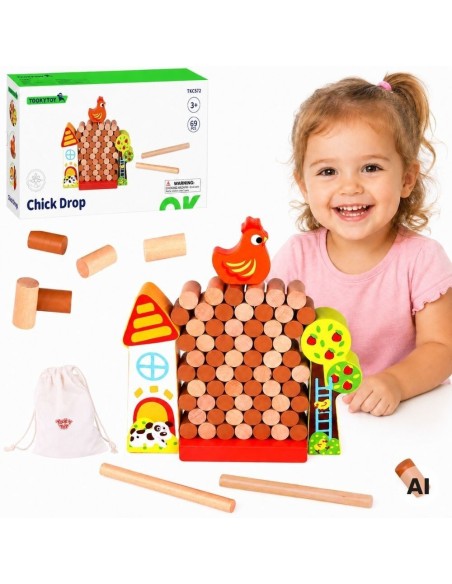 TOOKY TOY Falling Hen Arcade Game - Wooden Farm