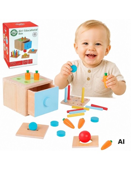 WOOPlE GREEN Szuflada Edukacyjna 4w1 Sorter Montessori FSC