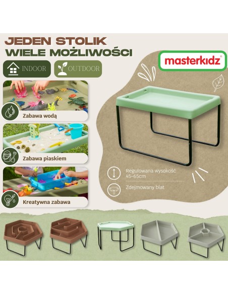 „Masterkidz“ smėlio ir vandens sensorinis stalas – pramogoms ir lavinimui
