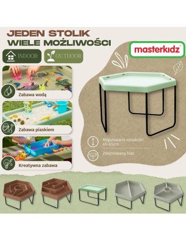 MASTERKIDZ šešiakampis smėlio ir vandens žaidimų stalas