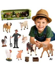 Woopie Farm Figure Set - Farm Animals Farmer Accessories