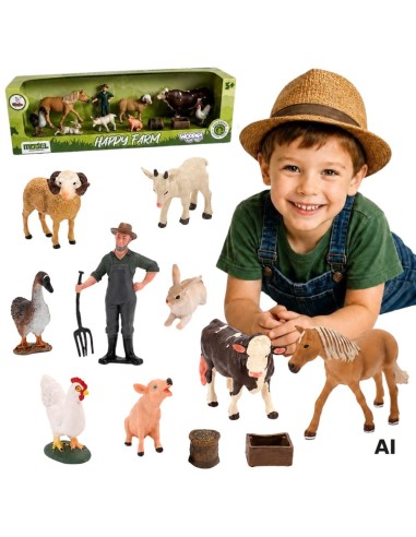 Woopie Farm Figure Set - Farm Animals Farmer Accessories