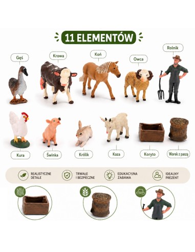 Woopie Farm Figure Set - Farm Animals Farmer Accessories