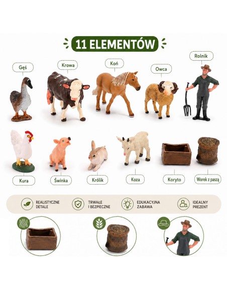 Woopie Farm Figure Set - Farm Animals Farmer Accessories