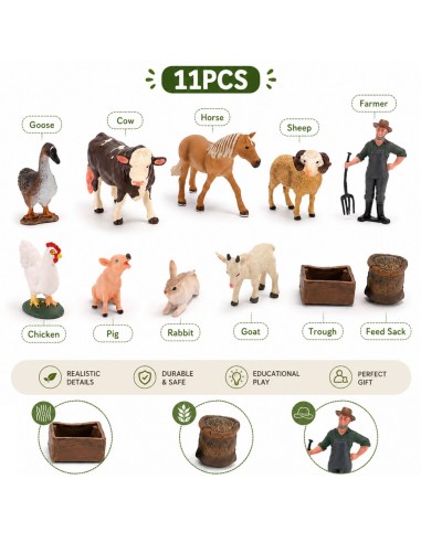 Woopie Farm Figure Set - Farm Animals Farmer Accessories