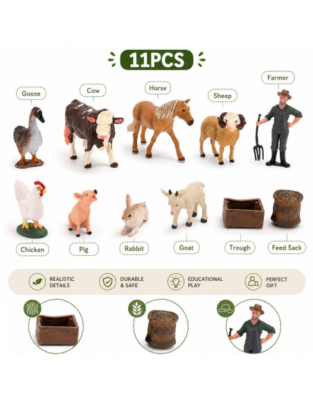 Woopie Farm Figure Set - Farm Animals Farmer Accessories
