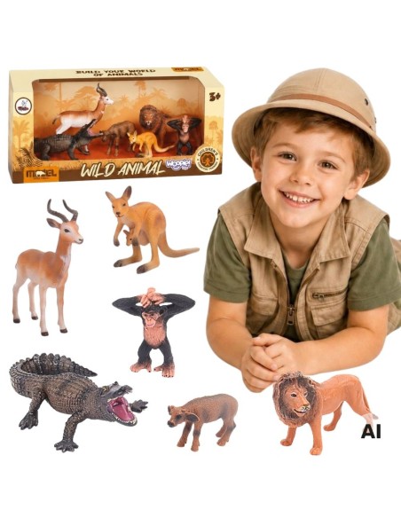 6 laukinių gyvūnų figūrėlių rinkinys „Woopie“ – safaris vaikams nuo 3 metų