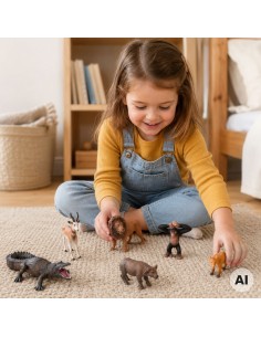 Set of 6 Wild Animal Figures Woopie - Safari for Children 3 years old 2