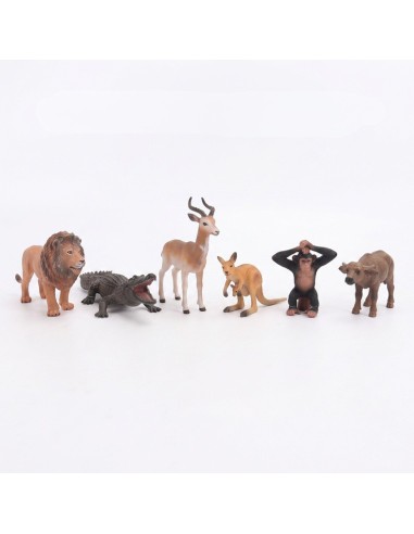 Set of 6 Wild Animal Figures Woopie - Safari for Children 3 years old