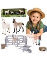 Woopie Farm Figure Set 11 Pieces - Animals, Wheelbarrow and Fence