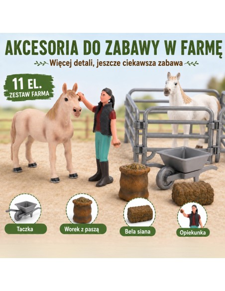 Woopie Farm Figure Set 11 Pieces - Animals, Wheelbarrow and Fence