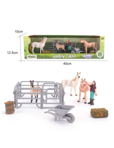 „Woopie Farm“ figūrėlių rinkinys, 11 dalių – gyvūnai, karutis ir tvora