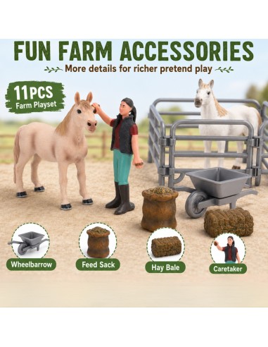Woopie Farm Figure Set 11 Pieces - Animals, Wheelbarrow and Fence