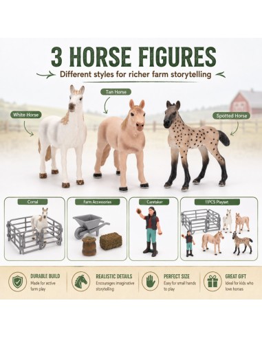 Woopie Farm Figure Set 11 Pieces - Animals, Wheelbarrow and Fence