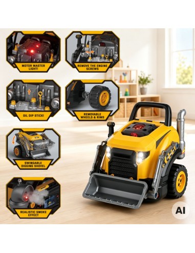 Large Bulldozer Workshop for Assembling Tools Light Sound 3+