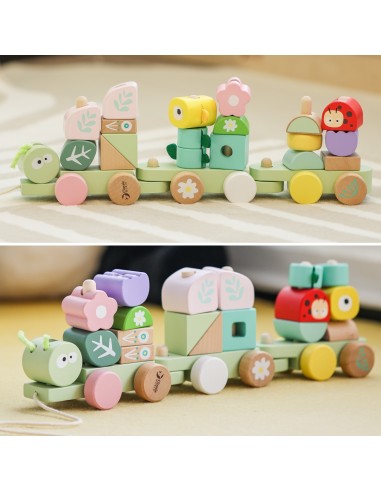 CLASSIC WORLD Montessori Wooden Caterpillar Train Puzzle