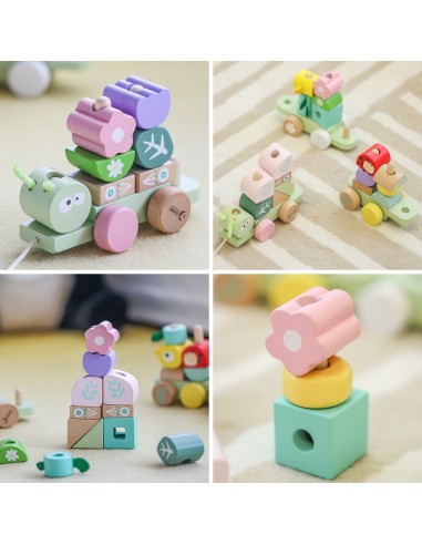 CLASSIC WORLD Montessori Raupenbahn – hölzeres Steck-/Puzzleset