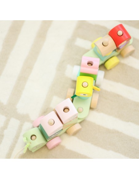 CLASSIC WORLD Montessori Raupenbahn – hölzeres Steck-/Puzzleset
