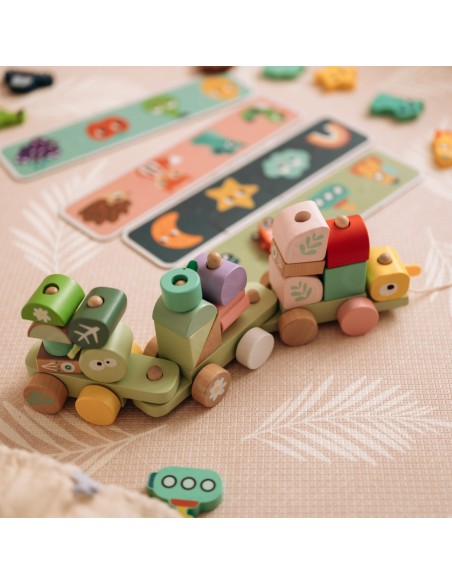 CLASSIC WORLD Montessori Raupenbahn – hölzeres Steck-/Puzzleset