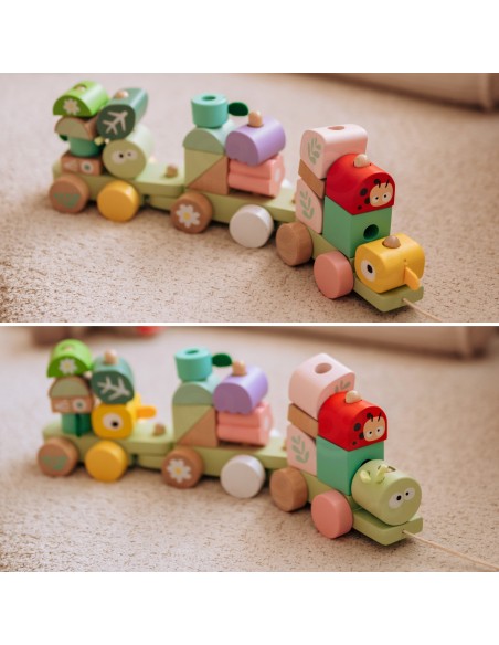 CLASSIC WORLD Montessori Wooden Caterpillar Train Puzzle