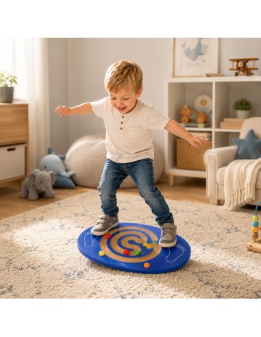 VIGA Holz-Balancierplatte mit Labyrinth – sensorisches Spielzeug