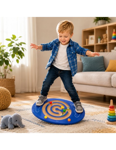 VIGA Holz-Balancierplatte mit Labyrinth – sensorisches Spielzeug